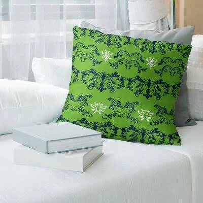 Seattle Football Baroque Square Pillow Cover East Urban Home Color: Green/Navy/White, Size: 26x22 x 26