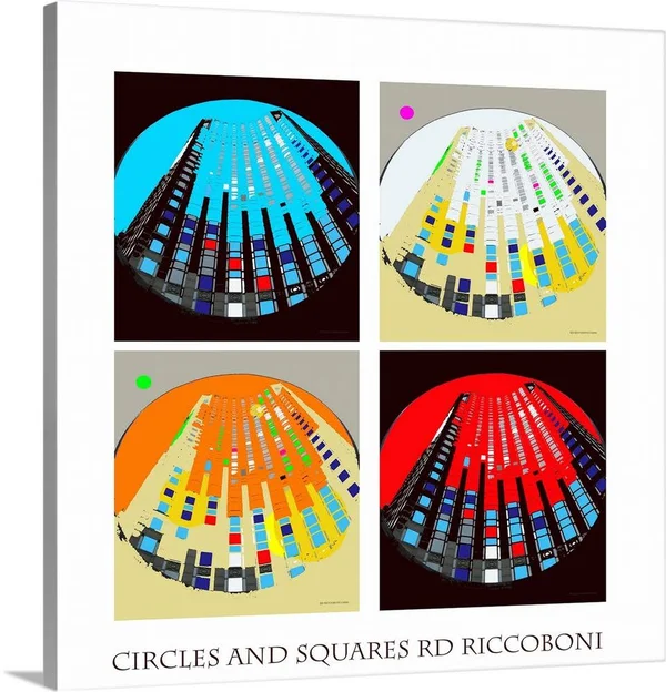 Circles and Squares Abstract - Large Solid-Faced Canvas Wall Art Print, Great Big Canvas