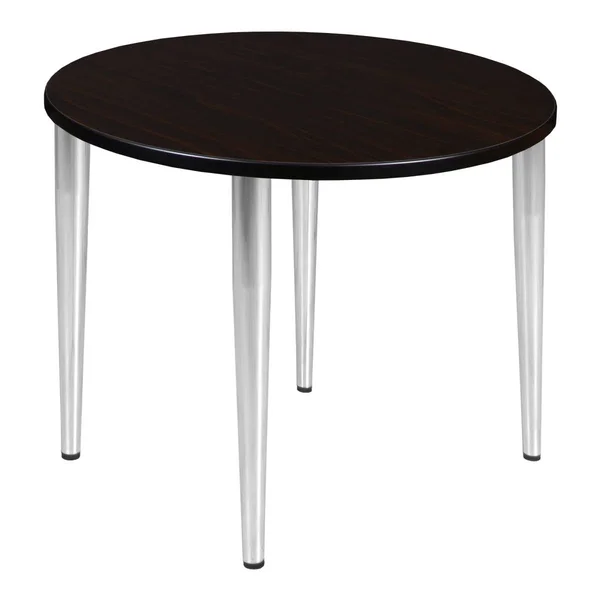 Regency Kahlo 36x22 Round Tapered Leg Table- Mocha Walnut/ Chrome
