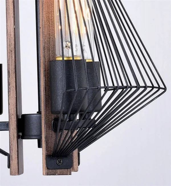 Vaxcel Dearborn 3 Light Pendant, Black Iron/Burnished Oak P0265