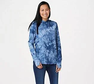Belle by Kim Gravel TripleLuxe Hoodie with Thumb Holes, Size XX-Small, Chambray