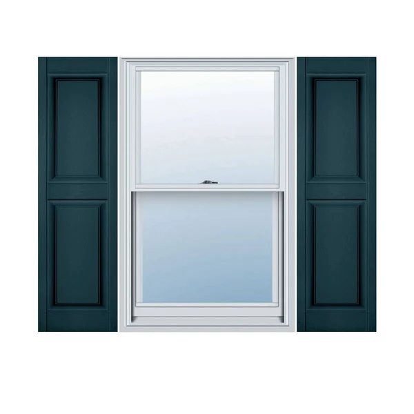 12 inchw x 60 inchh Lifetime Vinyl - Custom Two Equal Panels, Raised Panel Shutters, Midnight Blue