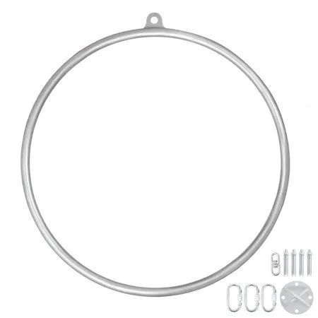 Vevor Lyra Hoop 34 inch Aerial Hoop Equipment Single Tab Yoga Ring Dancing Circus Home Gym - Size: 34/single, Silver