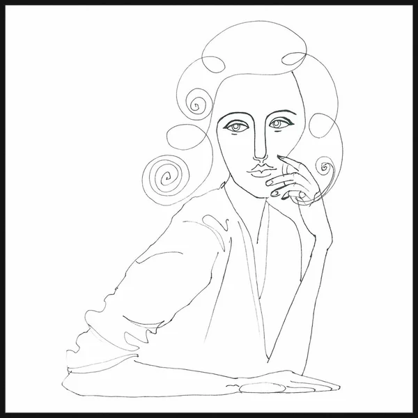 Marmont Hill Inc 'Lady Sketch' Floater Framed Painting Print on Canvas, 20 x 20