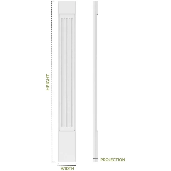 Ekena Millwork PILP08X096DFP02-2 8x22W x 96x22H x 2x22P Two Equal Flat Panel PVC Pilaster w/Decorative Capital & Base (Pair)