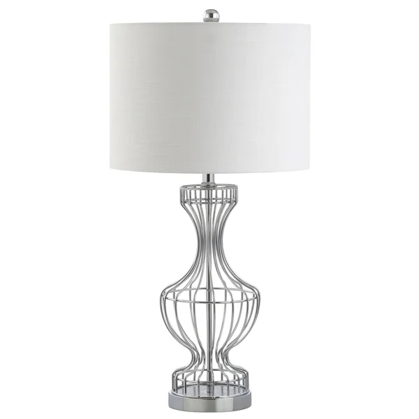 Jonathan Y Chrome Honore 28x22 Metal Wire Frame LED Table Lamp