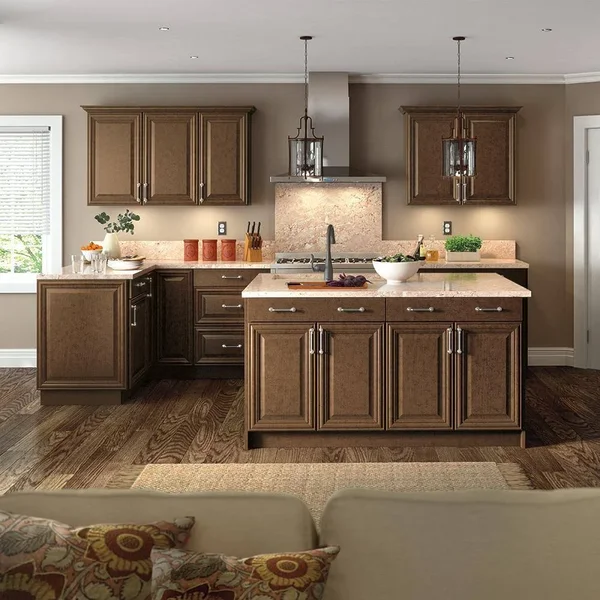 Hampton Bay Benton Assembled 21x34.5x24 in. Base Cabinet with Soft Close Full Extension Drawer in Butterscotch