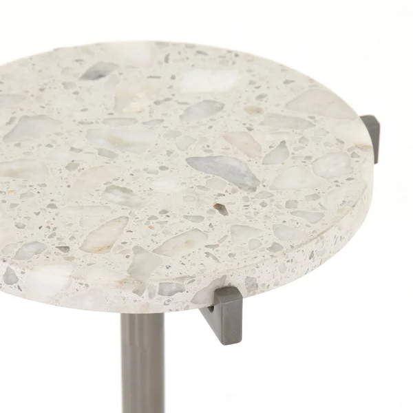 Four Hands Raisa Terrazzo Accent Table - Antique Pewter