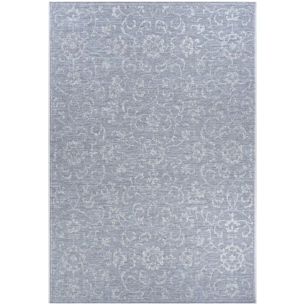 Dream Decor Rugs Carriage House Morning Glory/Navy-Ivory Indoor/Outdoor Area Rug - 5&10 x 9&2 - Beige
