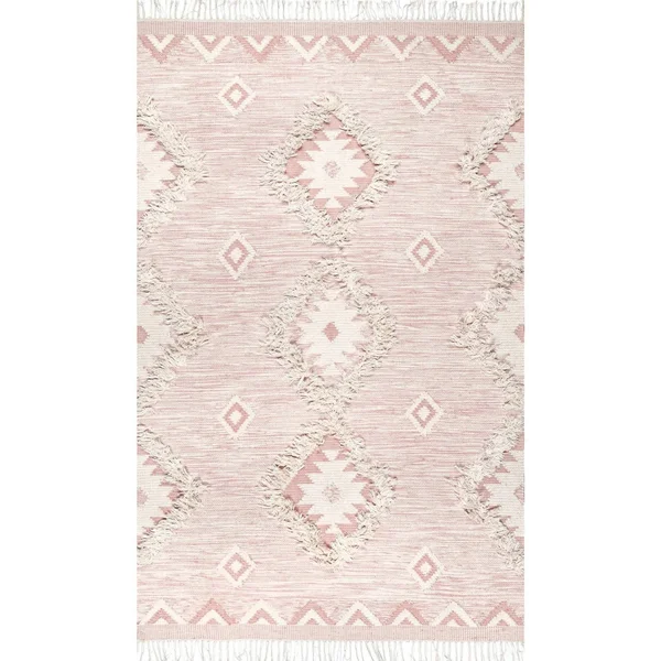 nuLOOM Savannah Moroccan Fringe Pink 5 ft. x 8 ft. Area Rug