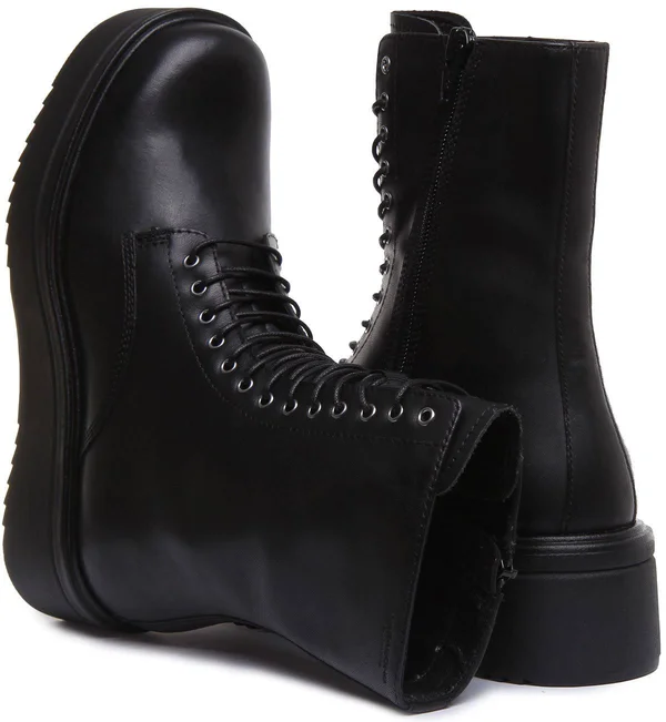 Vagabond Tara Lace-Up Boot - Black - Flat Boots