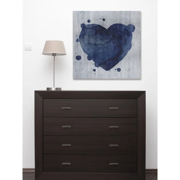 Marmont Hill - Handmade Blue Heart Print on Wrapped Canvas - 48 x 48
