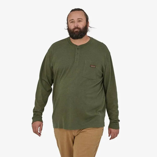 Patagonia Men's Long-Sleeved Work Henley Pocket Tee - Workwear Shirts & Tops - Blue - 53390 - XL