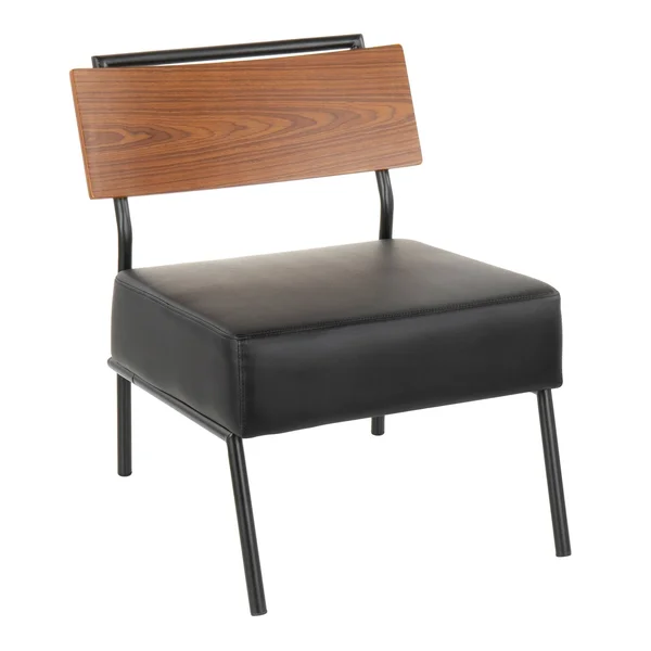 Copper Grove Ahrensburg Faux Leather and Walnut Wood Accent Chair - N/A - Black