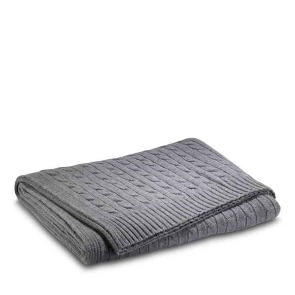 Ralph Lauren Cable Cashmere Throw Blanket - Heather Gray