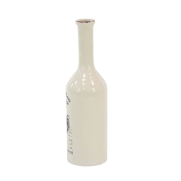 Set of 3 Farmhouse Ceramic Bud 20 x 7 inch Vases - White