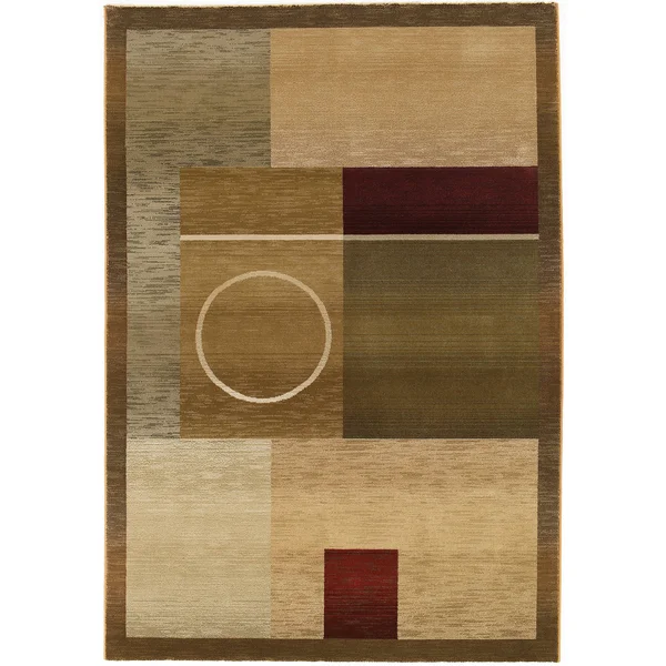 Genevieve Modern Geometric Area Rug - 2& x 3& - Green/Brown