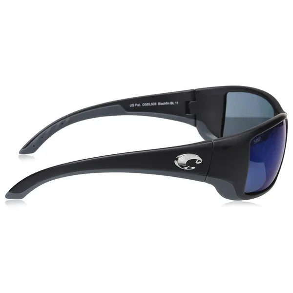 Costa Del Mar Blackfin Black Sunglasses, Blue Mirror 580p