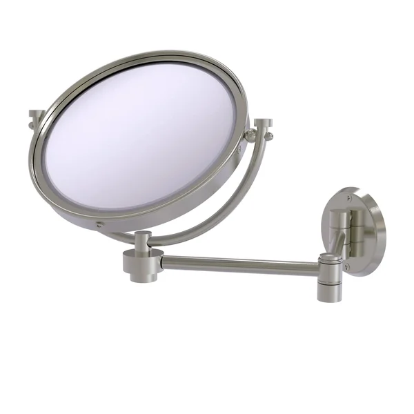 Allied Brass 8-in Wall Mounted Extending Make-Up Mirror 4X Magnification - Satin Nickel