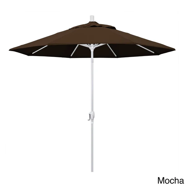 California Umbrella 9 ft. Matted White Aluminum Market Patio Umbrella Push Tilt in Mocha Pacifica