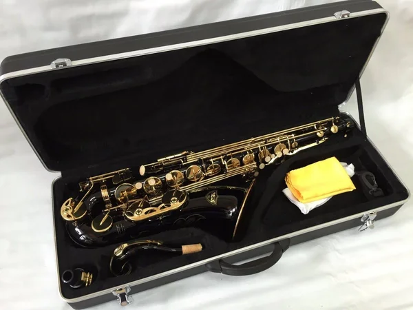 Professional Black Gold Tenor Saxophone, 33.5 x 14.0 x 9.0 inches