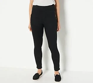 Denim & Co. Easy Stretch Denim Regular Pull-OnJeggings, Size Reg 10, Black