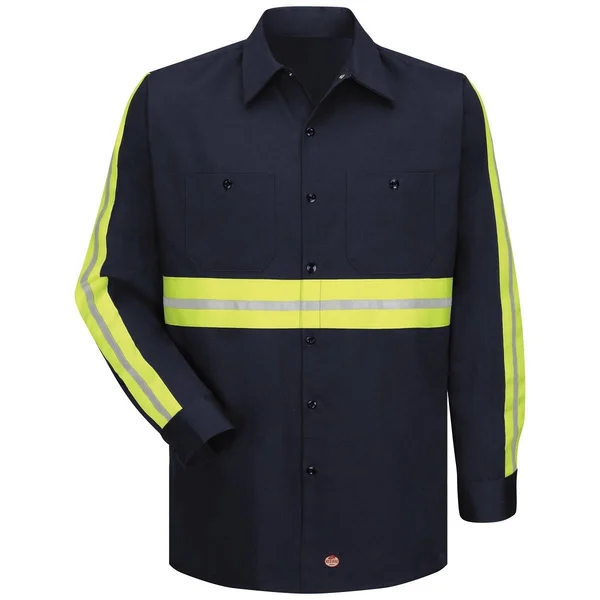 Red Kap Enhanced Visibility Cotton Work Shirt - SC30 - Navy, XXL