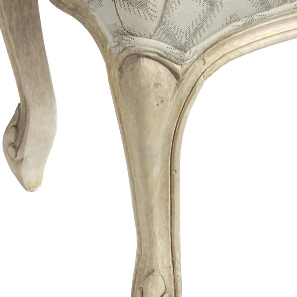 Beige Grey Diamond Carved Leg Upholstered Bench