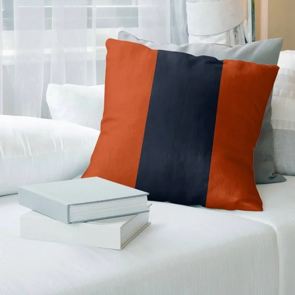 Chicago Chicago Football Stripes Pillow (w/Rmv Insert)-Spun Poly - 18 x 18 - Square - Zipper Closure - Large - Cotton - Removabl