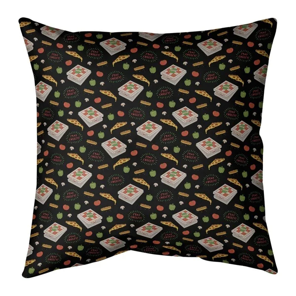 Porch & den Faye Pizza Pattern Throw Pillow - 14 x 14 - Yellow - Linen