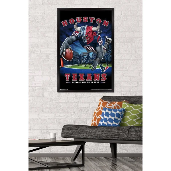 Trends International NFL Houston Texans - End Zone 17 Framed Wall Poster Prints Black Framed Version 22.375x22 x 34x22
