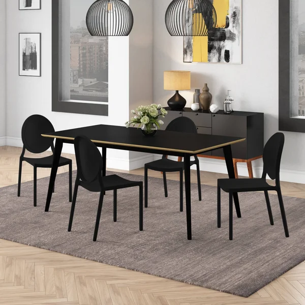 Domesis DiVenere Scandinavian-Inspired Rectangular Dining Table Black Natural Edge