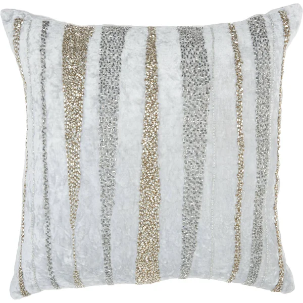 Mina Victory Luminecence Beaded Waves Celadon Throw Pillow - Nourison E1057