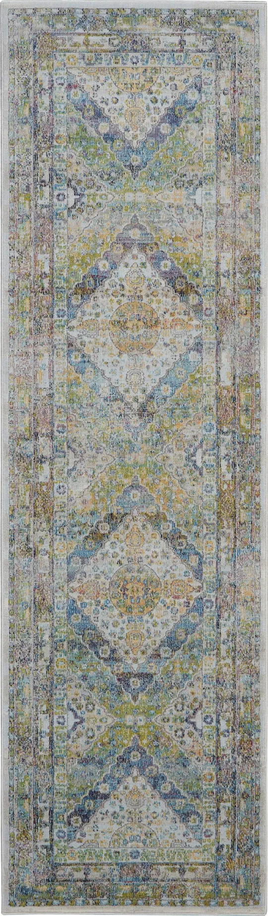 Nourison Ankara Global ANR07 7&10x22 x 9&10x22 Blue - Green Area Rug