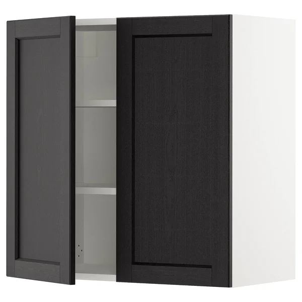 IKEA - SEKTION Wall Cabinet with 2 Doors - white/Lerhyttan Black stained, 30x15x30 69366068