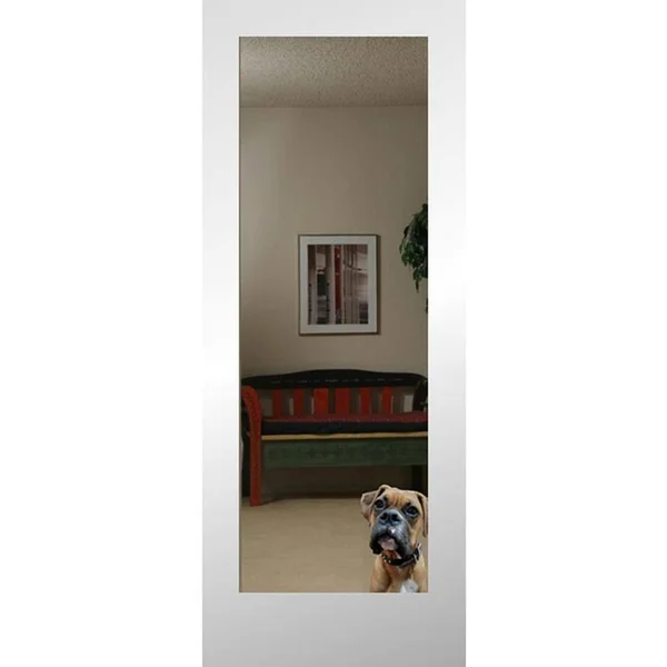 ReliaBilt Reflections 28-in x 80-in Primed White Mirror/Panel Mirrored Glass Primed MDF Slab Door in Off-White - LO690136