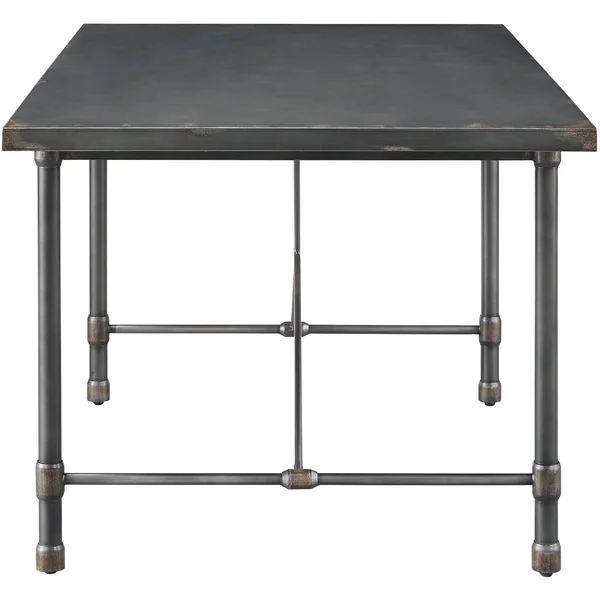 Delacora Hm-Ds-D066 60 inch Wide Metal Dining Table - Hand Distressed - Size: 60.0\, Gray