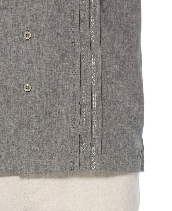 Cubavera Men's Big & Tall Pintuck Embroidered Chambray Shirt - Steeple Gray