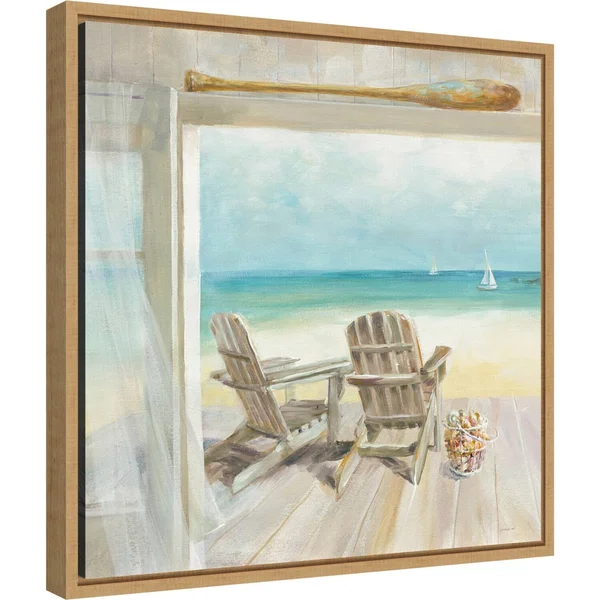 Amanti Art 'Seaside Morning' Framed Canvas Wall Art - Brown, 16x16