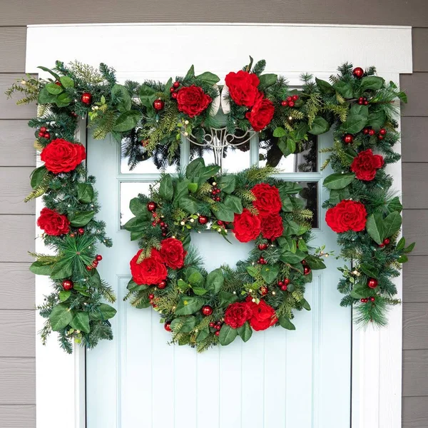 TreeKeeper 9 ft. Pre-Lit LED Red Peonies and Berry Garland
