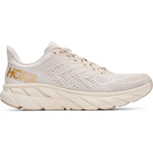Hoka Women's Clifton 7 Road Running Shoes in Almond Milk/Bronze, Size 5 W