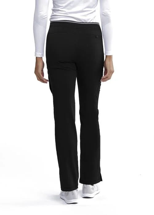 Grey&s Anatomy Spandex Stretch Zoe 6 Pocket Drawstring Scrub Pants - Peach Flower from Uniform City