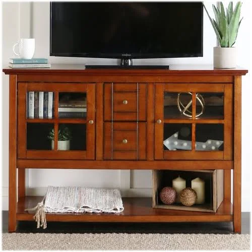 Walker Edison Console Table TV Stand for Most TVs Up to 55" Rustic Brown