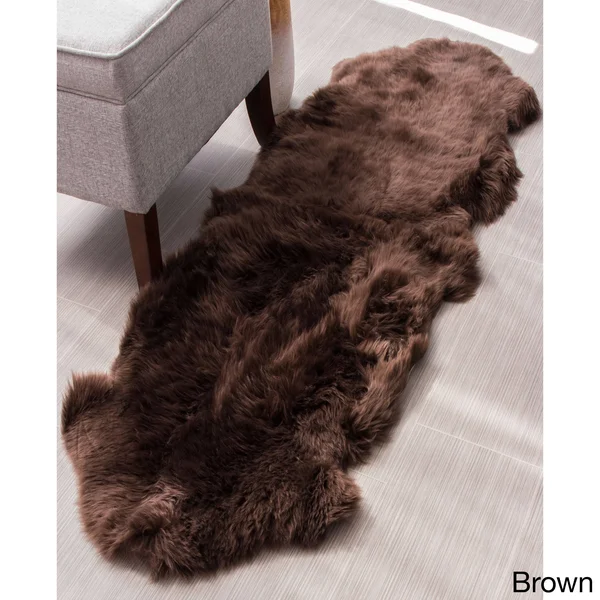 Super Area Rugs, Genuine Australian Sheepskin Brown Fur Rug, Double Pelt 2& x 5& 6 inch