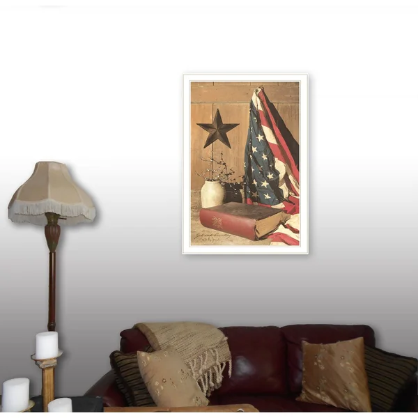 TrendyDecor4U God and Country by Billy Jacobs, Ready to Hang Framed Print, White Frame