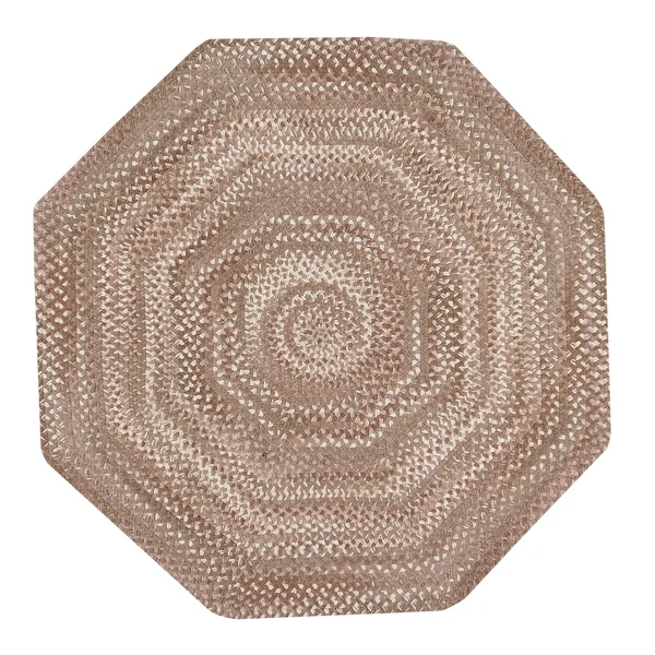 Better Trends Ombre Chenille Braided Rug 4& Octagon Olive Striped