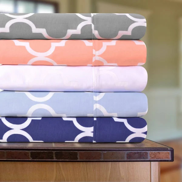 Superior 300 Thread Count Deep Pocket Trellis Cotton Sheet Set, Twin XL - White