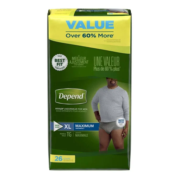 Depend, fit-flex Maximum Absorbent Underwear, Extra Large; Case of 52
