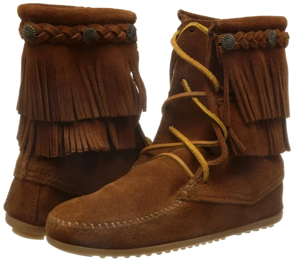 Minnetonka Women's Double Fringe Tramper Boot Brown Suede - 9