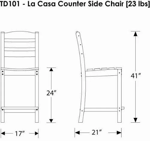 Polywood La Casa Café Counter Side Chair, Black